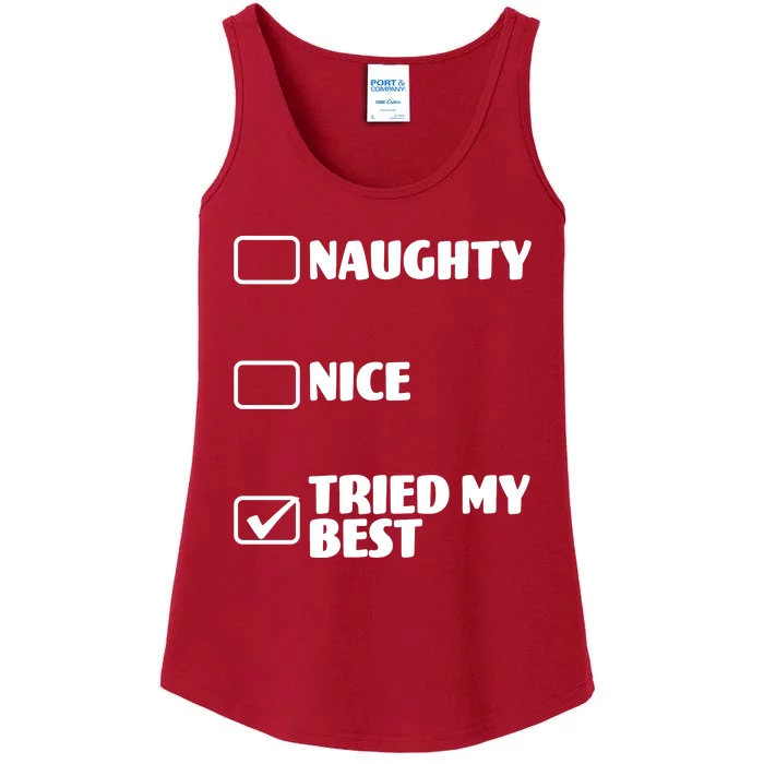 Tried My Best, Funny Check List Design Ladies Essential Tank