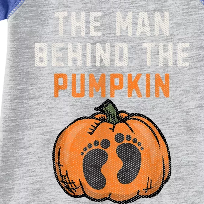 The Man Behind The Pumpkin Dad Halloween Pregnancy Reveal Infant Baby Jersey Bodysuit