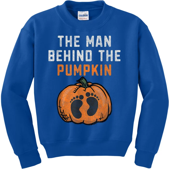 The Man Behind The Pumpkin Dad Halloween Pregnancy Reveal Kids Sweatshirt