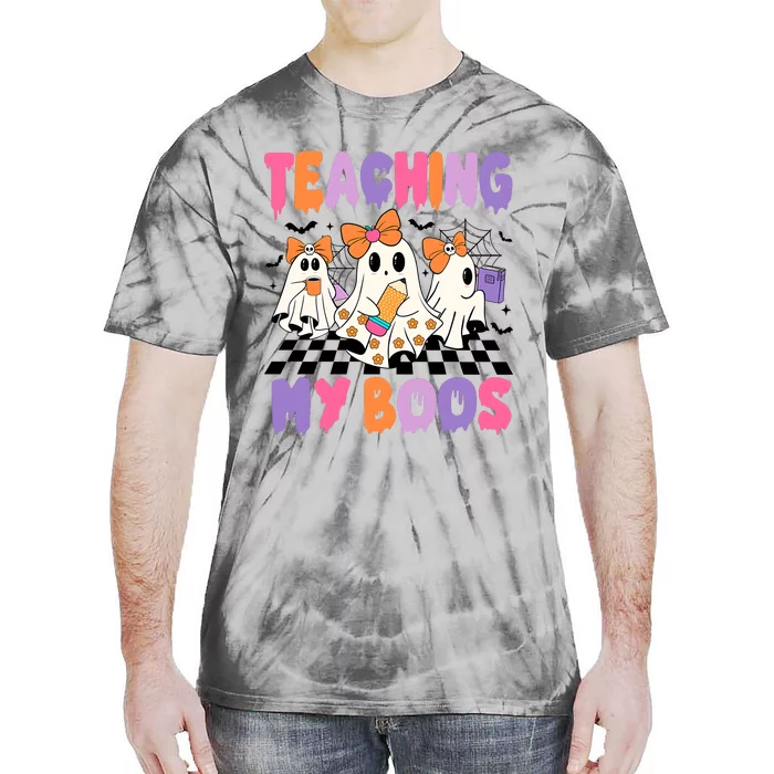 Teaching My Boos Coquette Ghost Teacher Tie-Dye T-Shirt