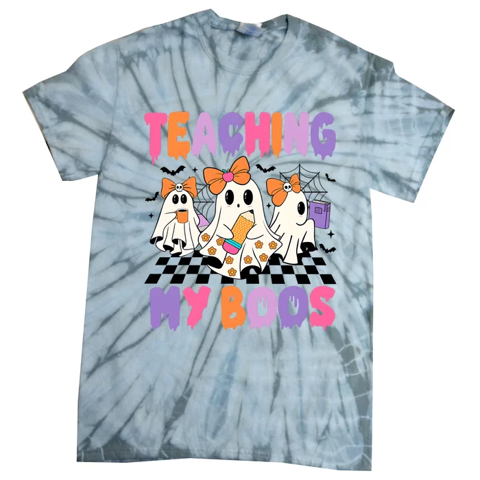 Teaching My Boos Coquette Ghost Teacher Tie-Dye T-Shirt