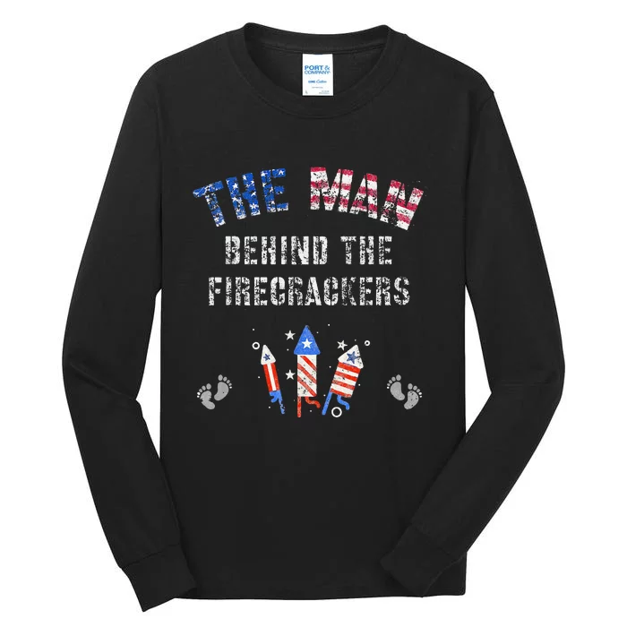 The Man Behind the Twins FIRECRACKERS 4th of July Expecting Tall Long Sleeve T-Shirt