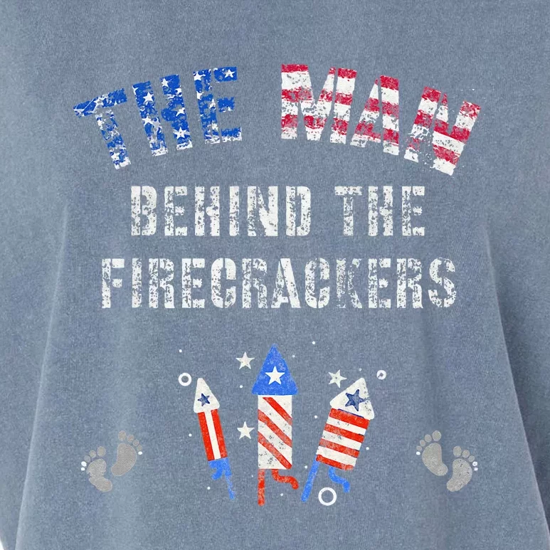 The Man Behind the Twins FIRECRACKERS 4th of July Expecting Garment-Dyed Women's Muscle Tee