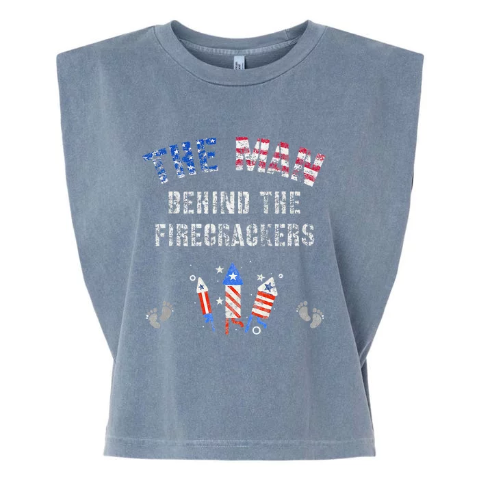 The Man Behind the Twins FIRECRACKERS 4th of July Expecting Garment-Dyed Women's Muscle Tee