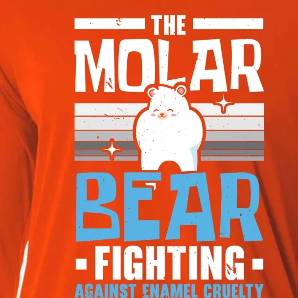 The Molar Bear Fighting Against Enamel Cruelty Tooth Fairy Funny Gift Cooling Performance Long Sleeve Crew