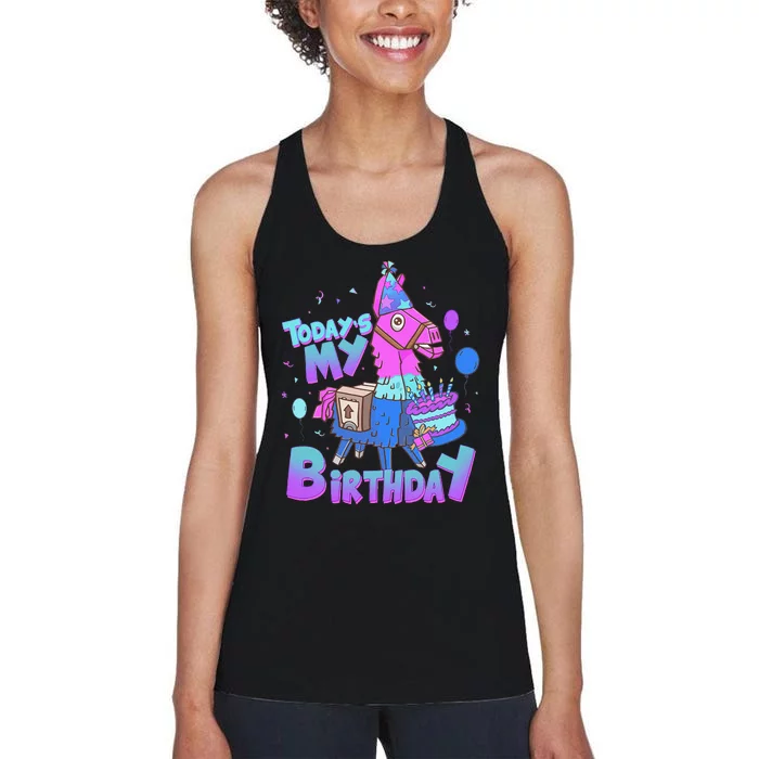 Todays My Birthday Llama Birthday Boy K.Ids Llama Decor Gift Women's Racerback Tank