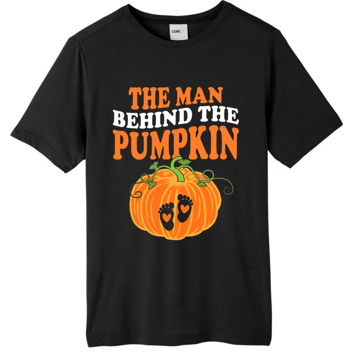 The Man Behind The Pumpkin Dad Halloween Pregnancy Reveal ChromaSoft Performance T-Shirt