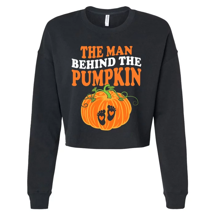 The Man Behind The Pumpkin Dad Halloween Pregnancy Reveal Cropped Pullover Crew