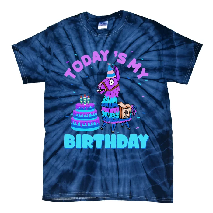 Todays My Birthday Llama Boy Family Party Decorations Tie-Dye T-Shirt