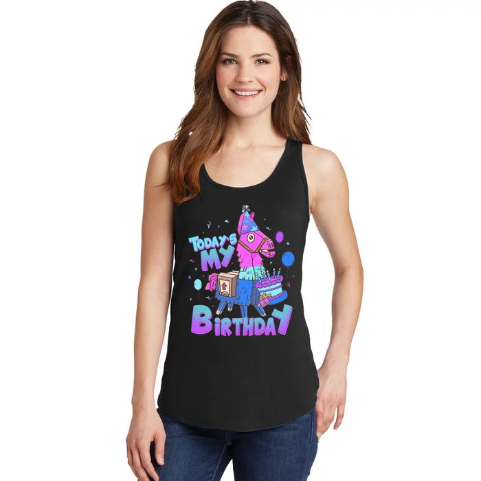 Todays My Birthday Llama Birthday Ladies Essential Tank