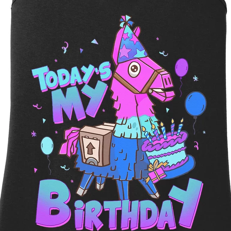 Todays My Birthday Llama Birthday Ladies Essential Tank