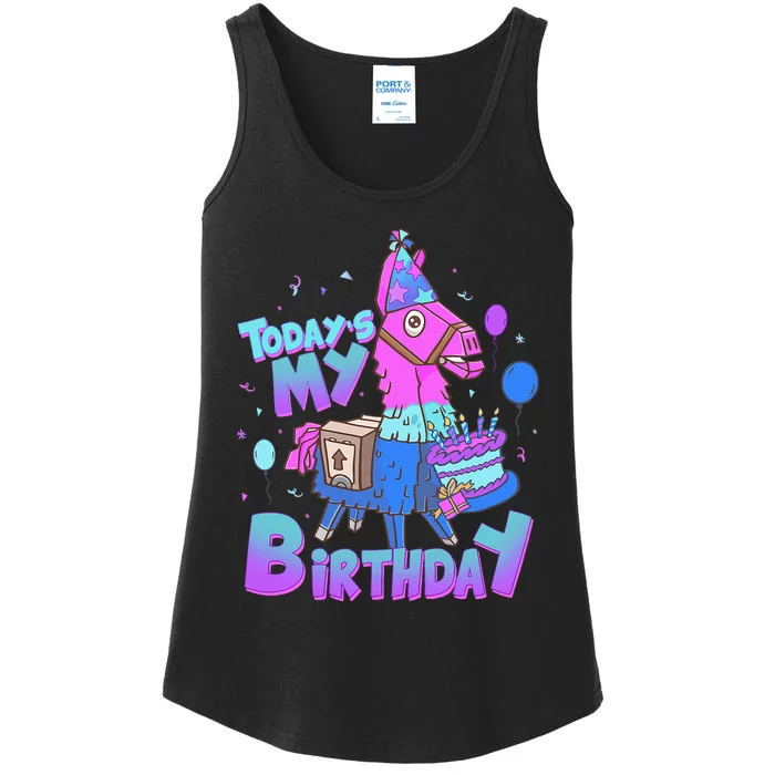 Todays My Birthday Llama Birthday Ladies Essential Tank