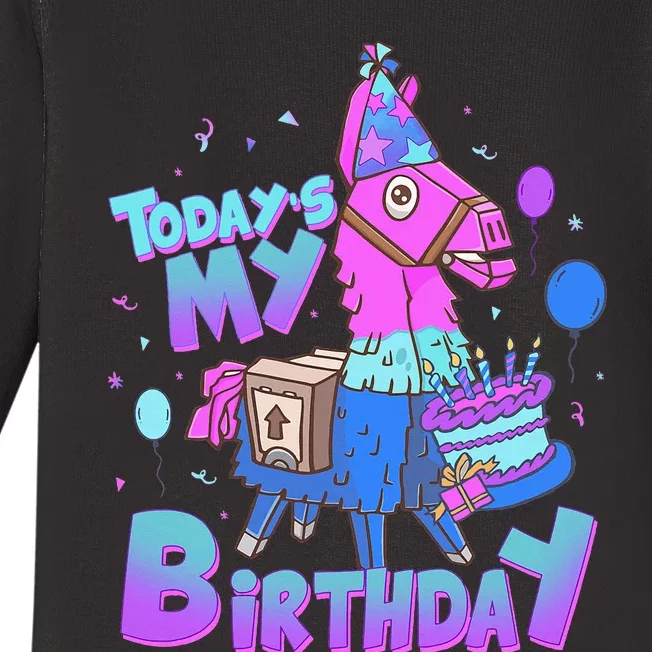 Todays My Birthday Llama Birthday Baby Long Sleeve Bodysuit