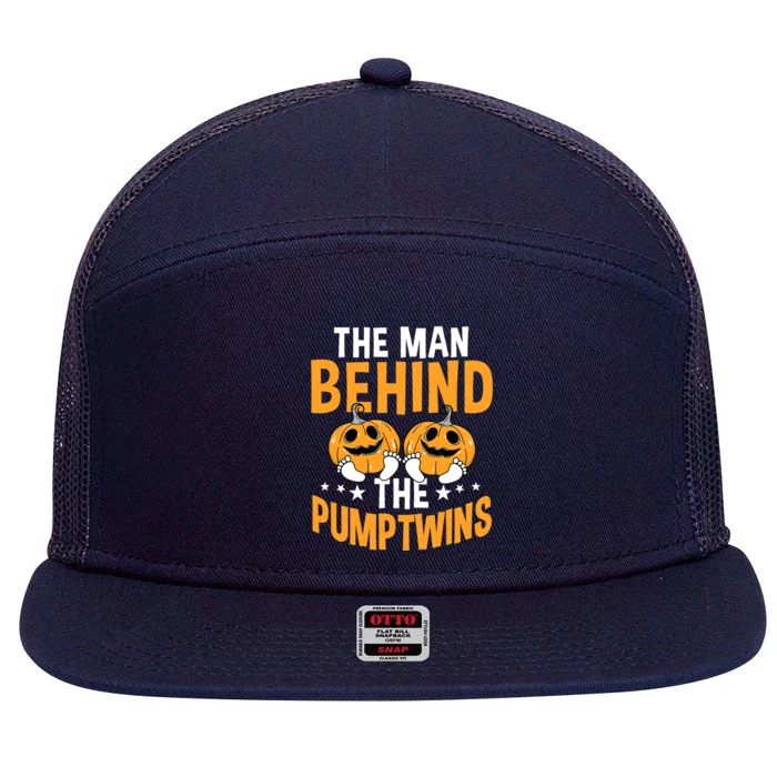 The Man Behind The Pumpkins Twins Halloween Pregnancy 7 Panel Mesh Trucker Snapback Hat