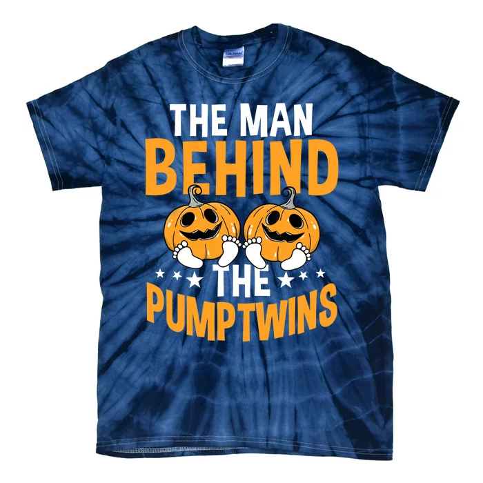 The Man Behind The Pumpkins Twins Halloween Pregnancy Tie-Dye T-Shirt