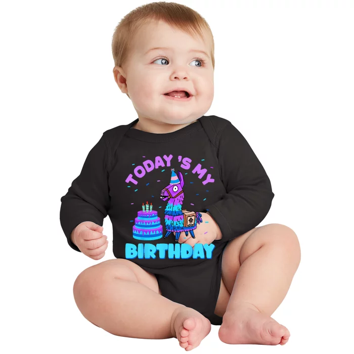 Todays My Birthday Llama Birthday Party Decorations Baby Long Sleeve Bodysuit