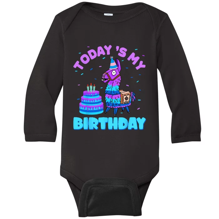 Todays My Birthday Llama Birthday Party Decorations Baby Long Sleeve Bodysuit