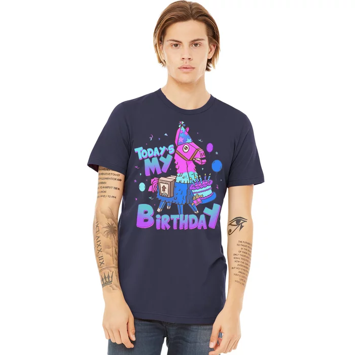 Todays My Birthday Llama Birthday Llama Decor Premium T-Shirt