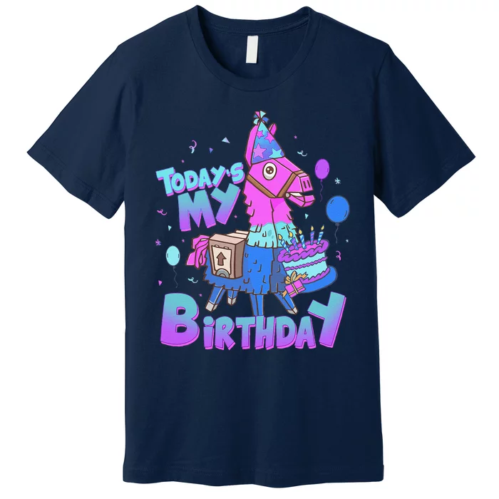 Todays My Birthday Llama Birthday Llama Decor Premium T-Shirt