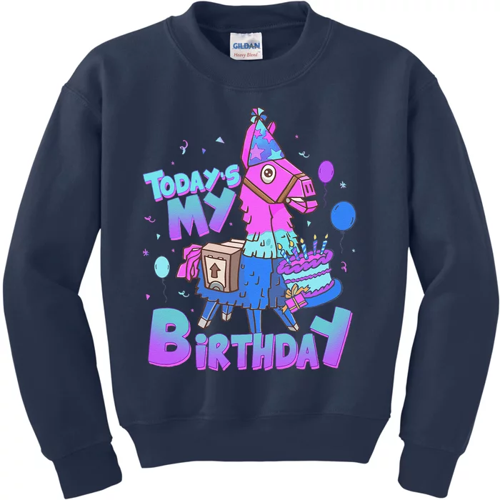 Todays My Birthday Llama Birthday Llama Decor Kids Sweatshirt