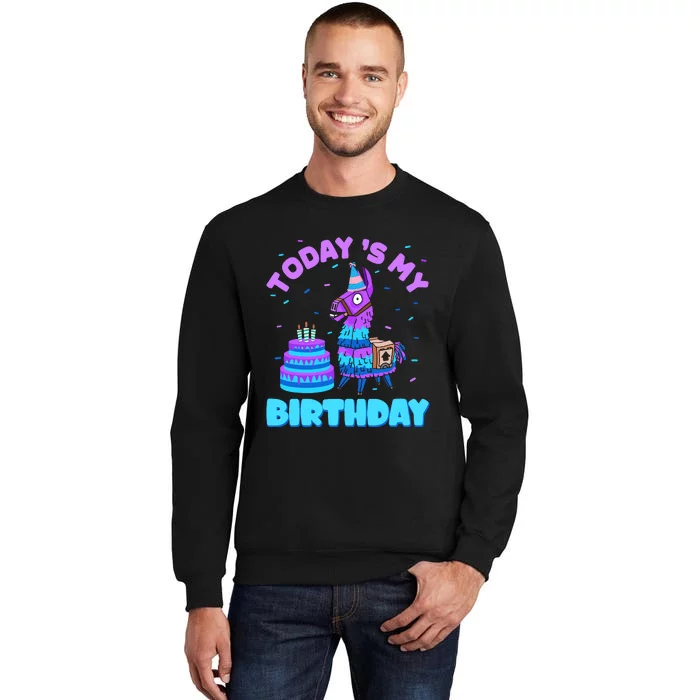 Todays My Birthday Llama Birthday Party Decorations Tall Sweatshirt