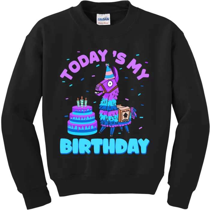 Todays My Birthday Llama Birthday Party Decorations Kids Sweatshirt