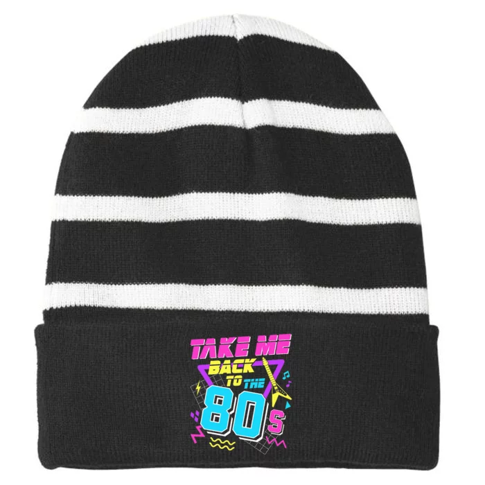 Take Me Back To The 80s Striped Beanie with Solid Band