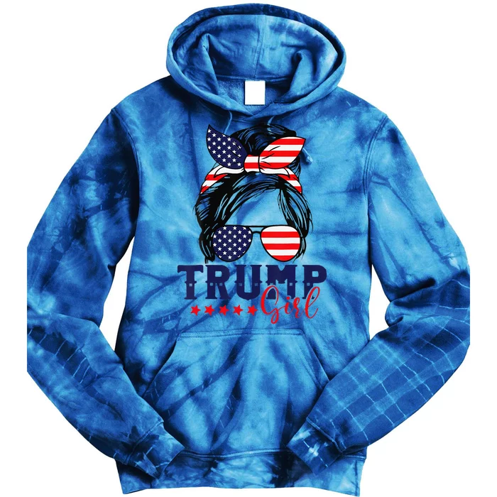 Trump Messy Bun Trump 2024 Election American Flag Tie Dye Hoodie