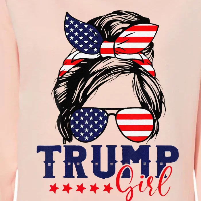 Trump Messy Bun Trump 2024 Election American Flag Womens California Wash Sweatshirt