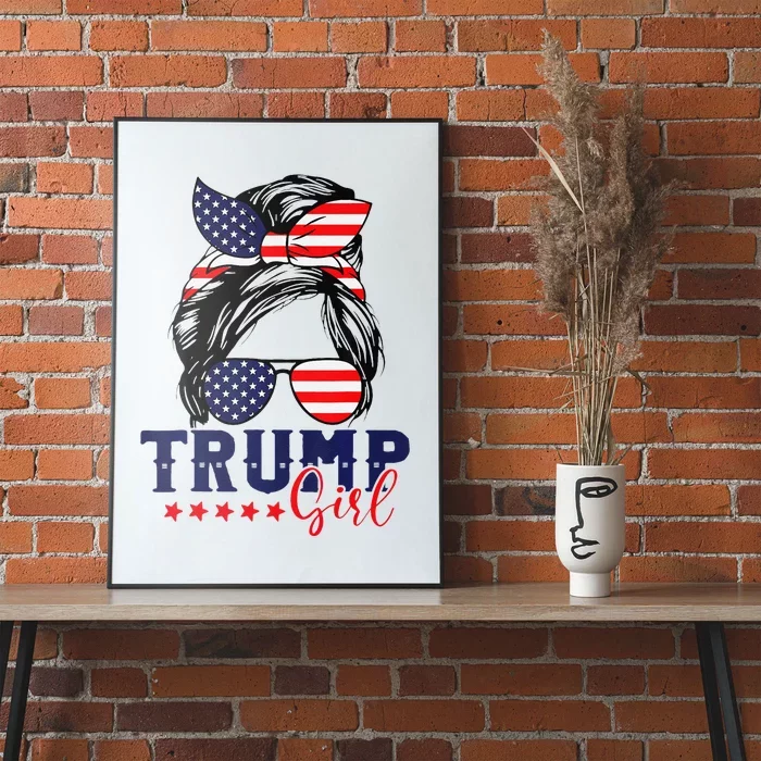 Trump Messy Bun Trump 2024 Election American Flag Poster