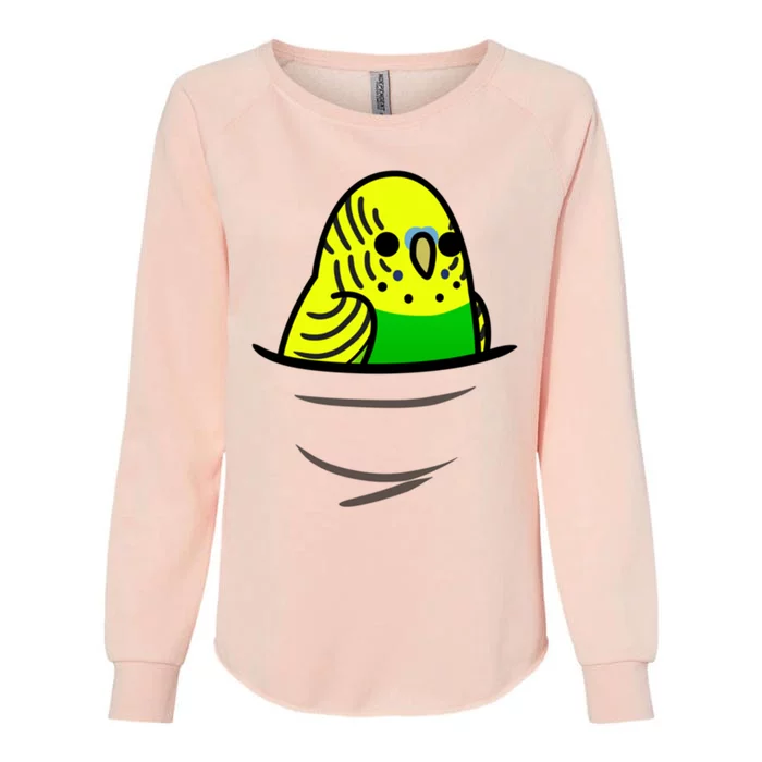 Too Many Birds! Yellow N&X27; Green Budgie Womens California Wash Sweatshirt