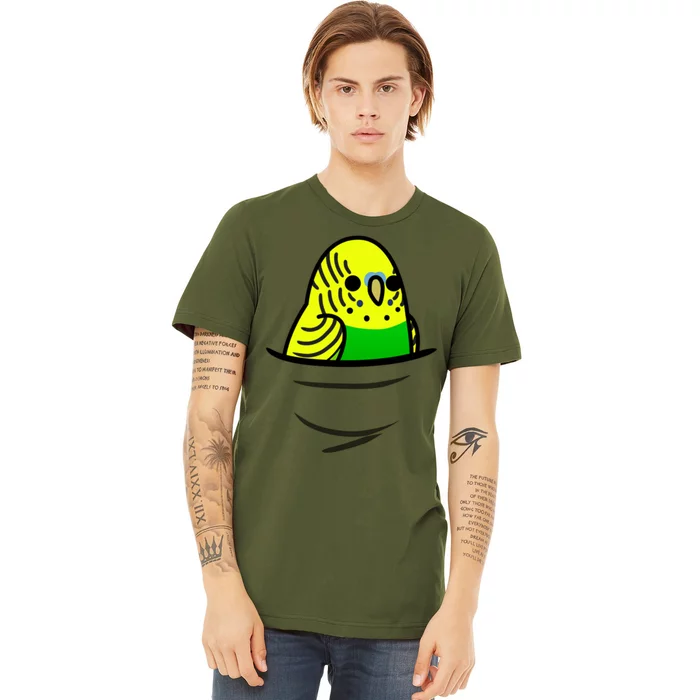 Too Many Birds! Yellow N&X27; Green Budgie Premium T-Shirt