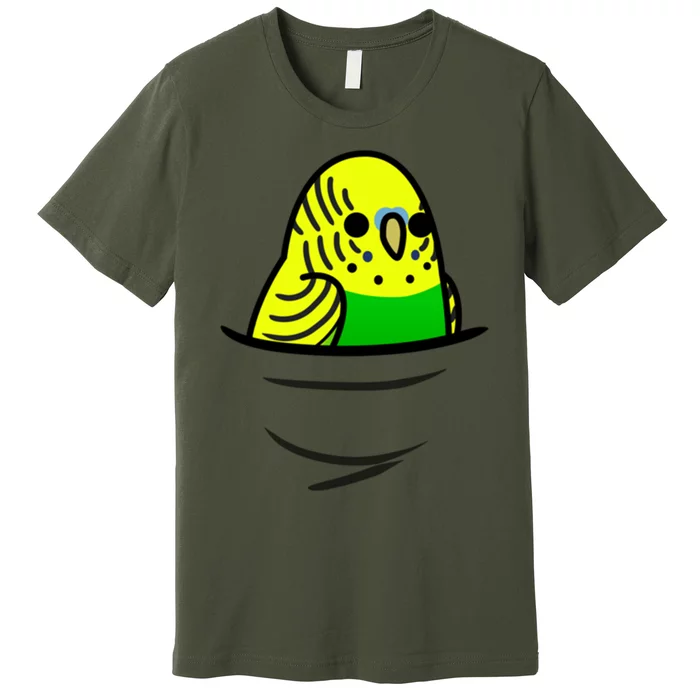 Too Many Birds! Yellow N&X27; Green Budgie Premium T-Shirt