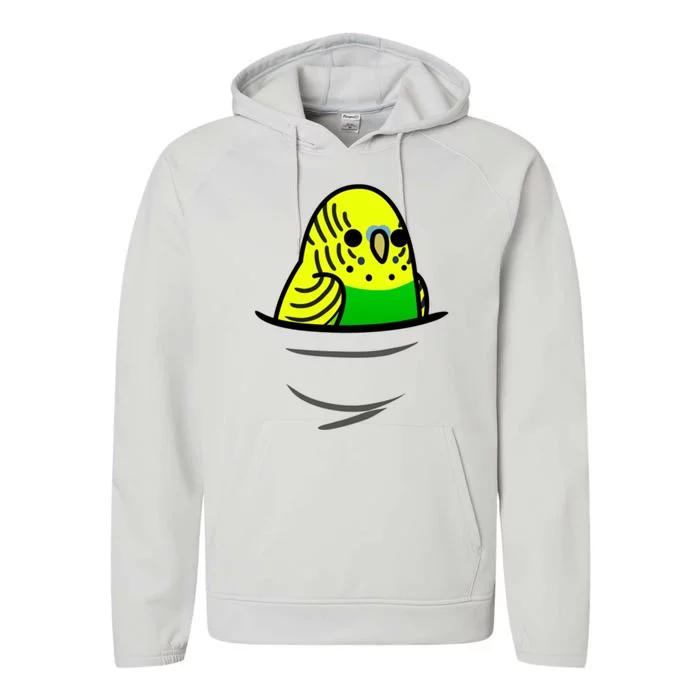 Too Many Birds! Yellow N&X27; Green Budgie Performance Fleece Hoodie