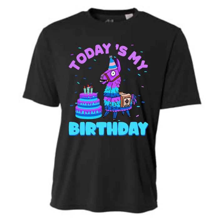 Todays My Birthday Llama Family Party Decorations Cooling Performance Crew T-Shirt