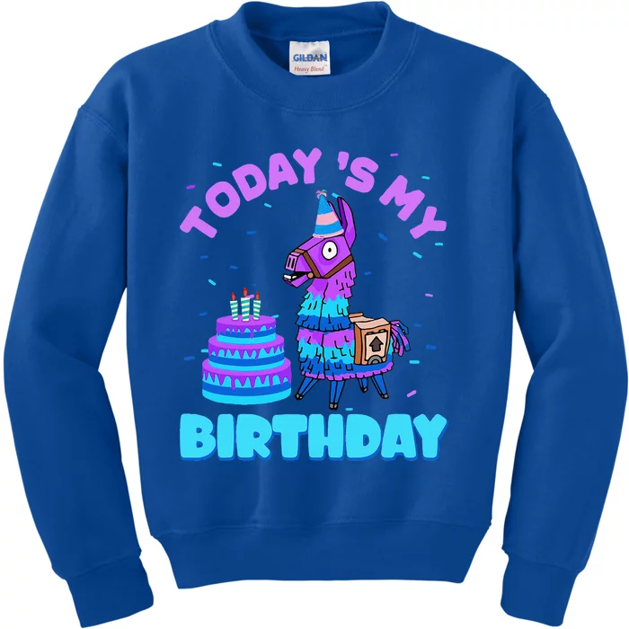 Todays My Birthday Llama Family Party Decorations Kids Sweatshirt