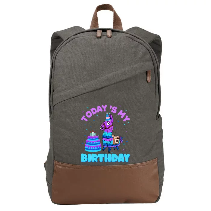 Todays My Birthday Llama Family Party Decorations Cotton Canvas Backpack