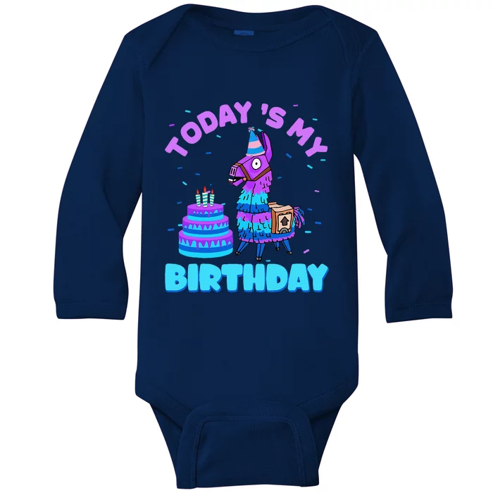 Todays My Birthday Llama Family Party Decorations Baby Long Sleeve Bodysuit