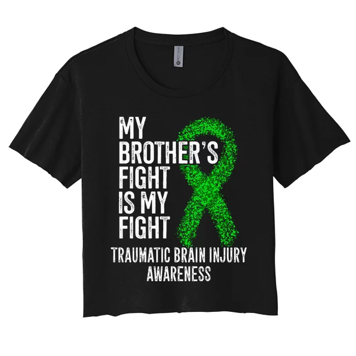 TBI My Brothers Fight Is My Fight Traumatic Brain Injury Women's Crop Top Tee