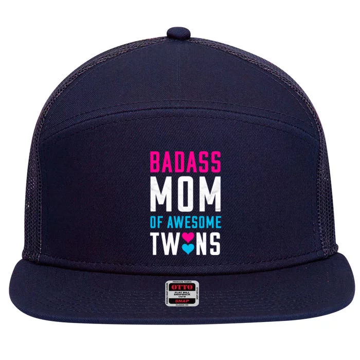 Twin Mom Badass Mom Of Twins Awesome Twins Gift 7 Panel Mesh Trucker Snapback Hat