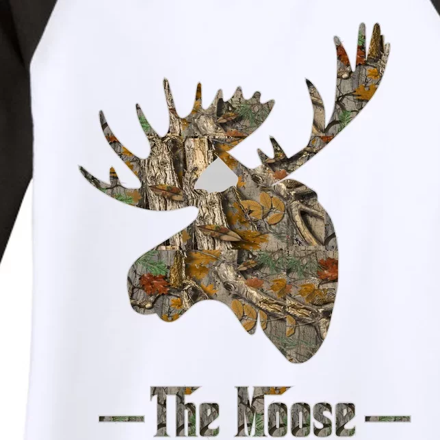 The Moose Camouflage Women's Tri-Blend 3/4-Sleeve Raglan Shirt