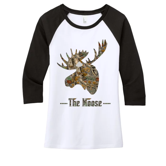 The Moose Camouflage Women's Tri-Blend 3/4-Sleeve Raglan Shirt