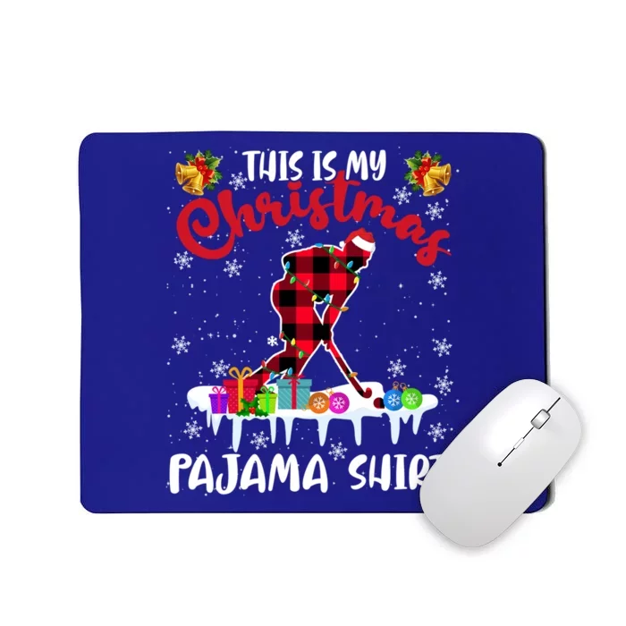 This My Christmas Pajama Funny Gift Santa Hockey Red Plaid Gift Mousepad