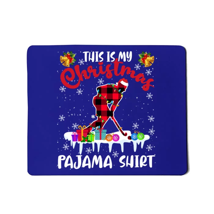 This My Christmas Pajama Funny Gift Santa Hockey Red Plaid Gift Mousepad