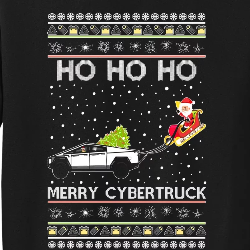 Tesla Merry Cybertruck Santa Claus Ugly Christmas Tall Sweatshirt