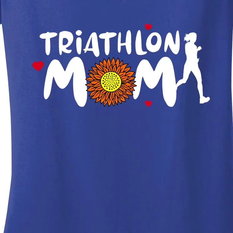 Triathlon Mom Cute Triathlon Funny Gift Women's V-Neck T-Shirt