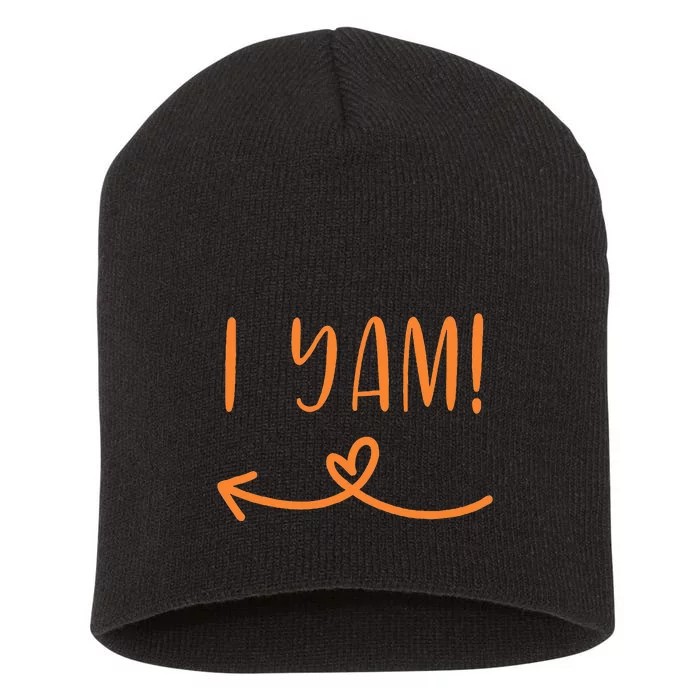 Thanksgiving Matching Couple Shes My Sweet Potato I Yam Set Short Acrylic Beanie