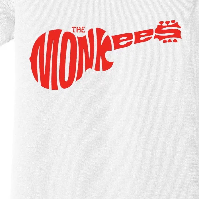 The Monkees Classic Red Guitar Logo White Baby Bodysuit