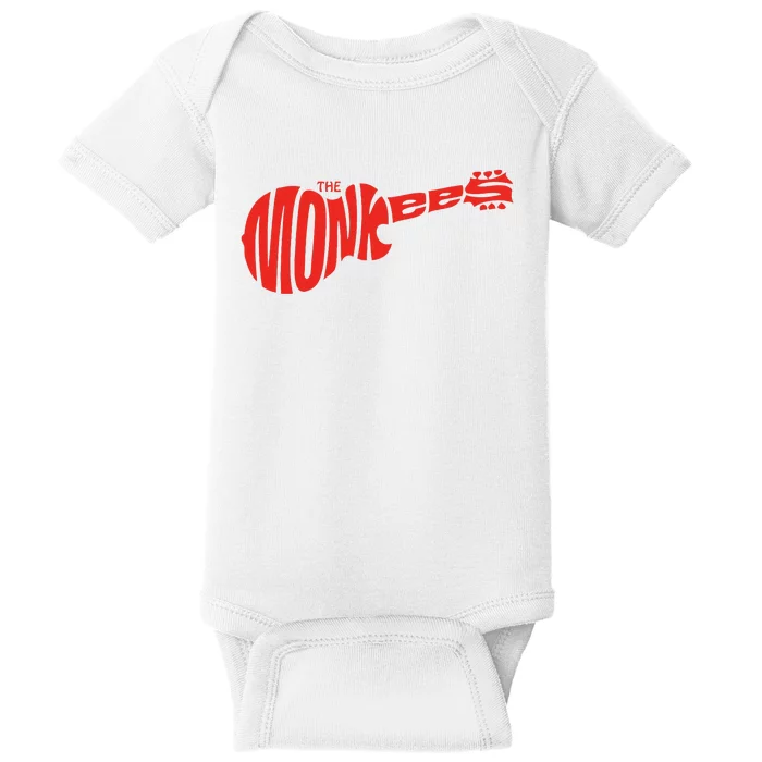 The Monkees Classic Red Guitar Logo White Baby Bodysuit