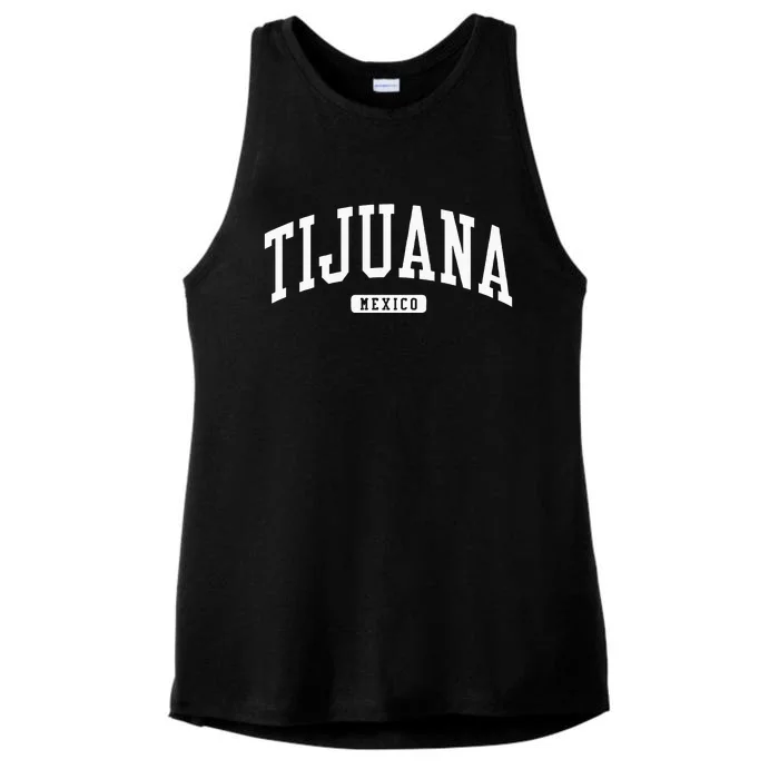 Tijuana Mexico College University Style Ladies Tri-Blend Wicking Tank